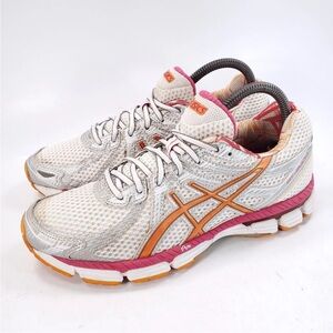 Asics GT-2000 Athletic Lace Up Shoe Womens Size 7.5 T2K7N White Orange Pink